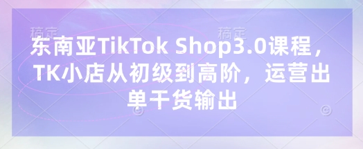 东南亚TikTok Shop3.0课程,TK小店从初级到高阶,运营出单干货输出-华科轻创