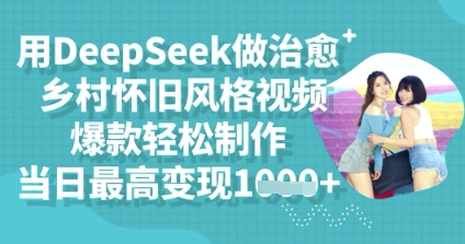 用DeepSeek做治愈乡村怀旧风格视频，爆款轻松制作，当日最高变现多张-华科轻创